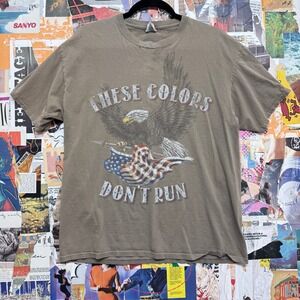 Fruit of the Loom Eagle American Flag T Shirt Mens Large‎